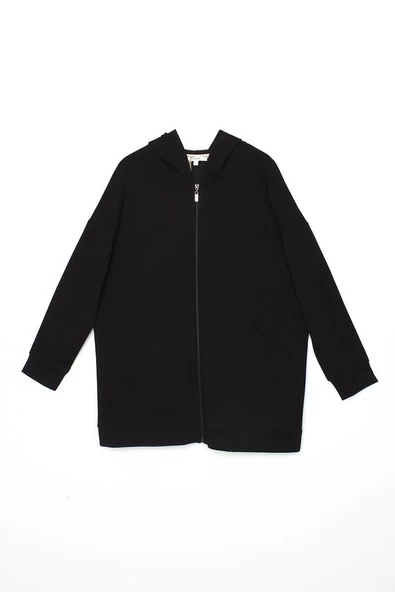 Siyah-Fermuarlı Sweat Hırka - 5