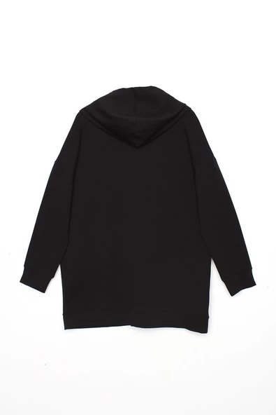 Siyah-Fermuarlı Sweat Hırka - 4