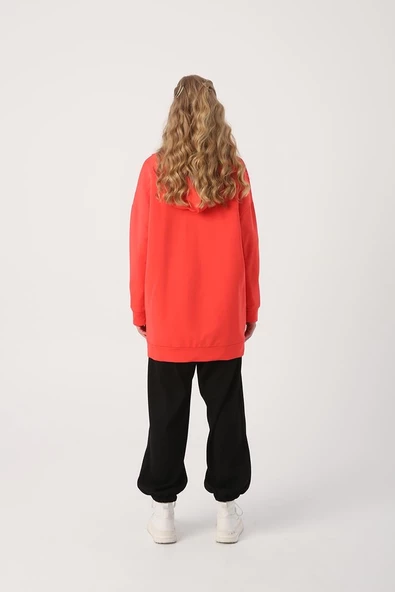 Nar Çiçeği-Fermuarlı Sweat Hırka - 4