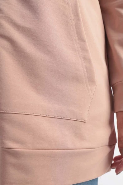 Koyu Bej-Fermuarlı Sweat Hırka - 5