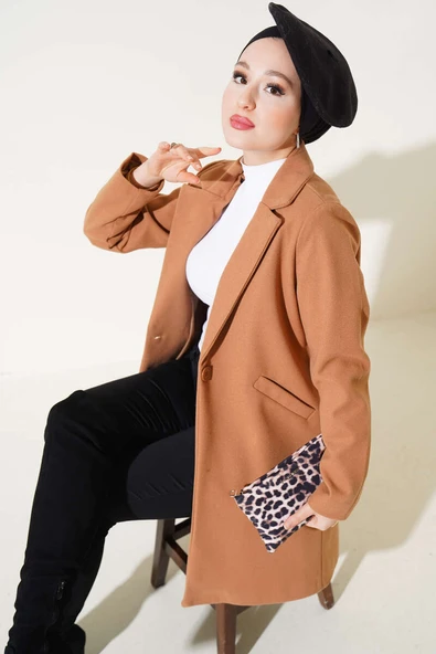 İçi Astarlı Kaşe Kaban Taba ürün görseli 1