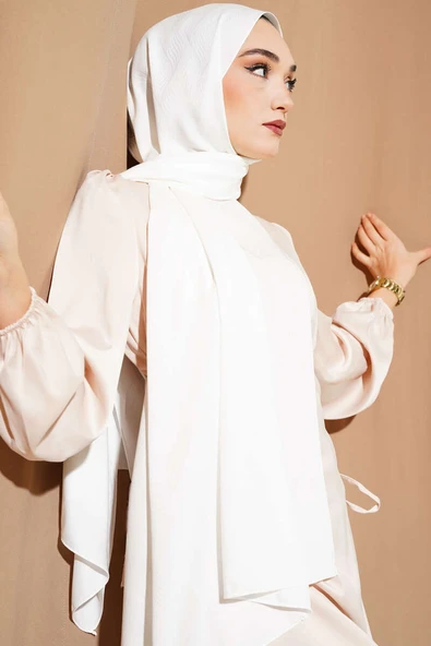 İllüzyon Desen Jakar Şal Beyaz -09 - Resim 2