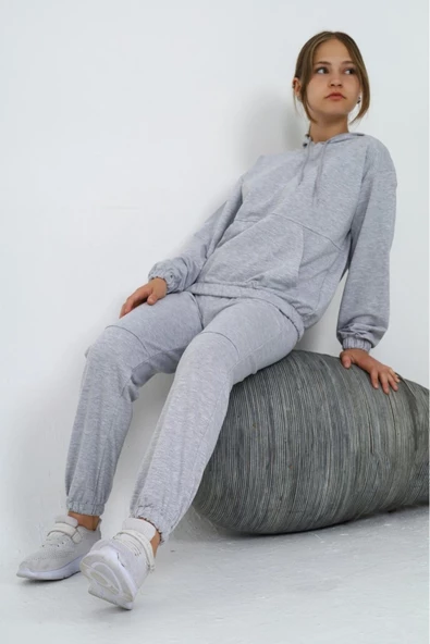 Kız Çocuk Kapüşonlu 2 İplik Eşofman Takımı px 5047 - 10