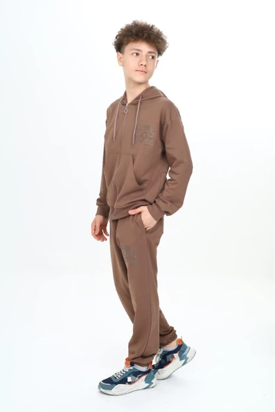 Erkek Çocuk Fermuarlı Kapüşonlu 2 İplik Eşofman Takımı px 7205 - 2