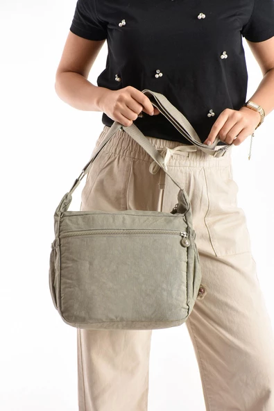 571 collections Çapraz Askılı Ultra Hafif Çok Cepli Bayan Omuz Çantası Vizon (Model: 571-6M) - Resim 3