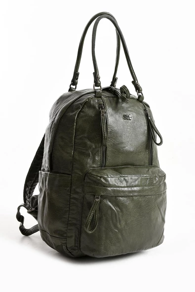 571 collections Suni Deri Sırt Çantası Yeşil (Model: 571-11-12J) - Resim 4