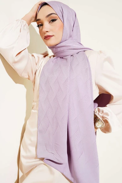 İllüzyon Desen Jakar Şal Lila -25 - Resim 2