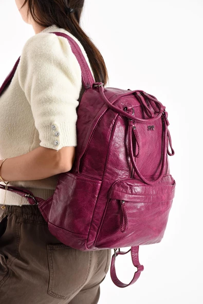 571 collections Suni Deri Sırt Çantası Mor (Model: 571-11-12J) - 2