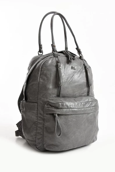 571 collections Suni Deri Sırt Çantası Gri (Model: 571-11-12J) - Resim 4