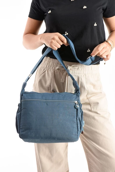 571 collections Çapraz Askılı Ultra Hafif Çok Cepli Bayan Omuz Çantası Mavi (Model: 571-6M) - 3