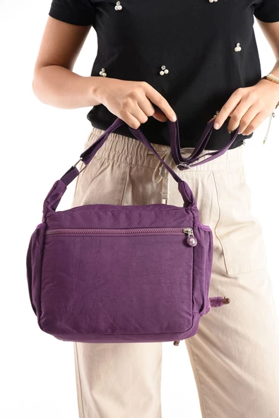 571 collections Çapraz Askılı Ultra Hafif Çok Cepli Bayan Omuz Çantası Mor (Model: 571-6M) - Resim 3