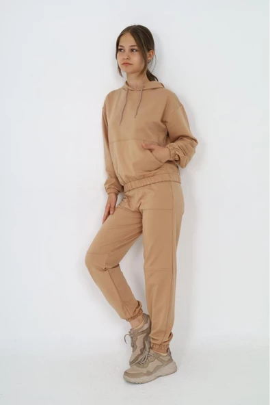 Kız Çocuk Kapüşonlu 2 İplik Eşofman Takımı px 5047 - 2