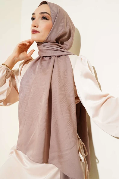 İllüzyon Desen Jakar Şal Soft Kahve -21 - Resim 2