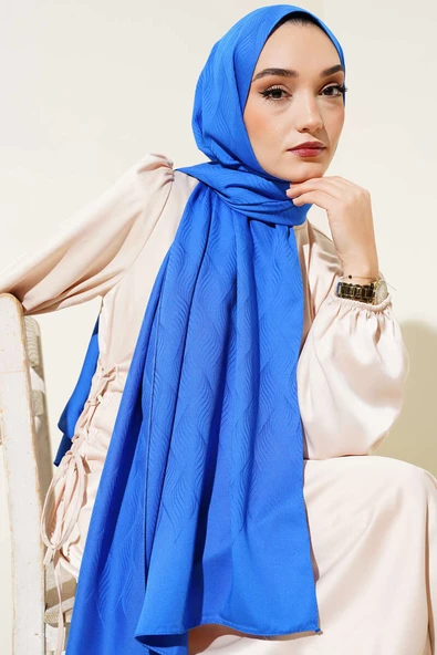 İllüzyon Desen Jakar Şal Saks -46 - 2