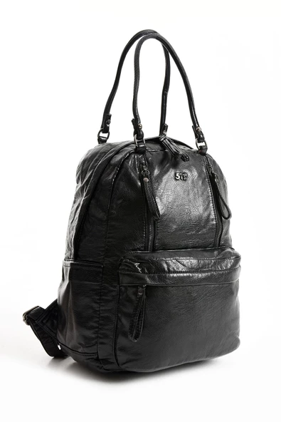 571 collections Suni Deri Sırt Çantası Siyah (Model: 571-11-12J) - Resim 4