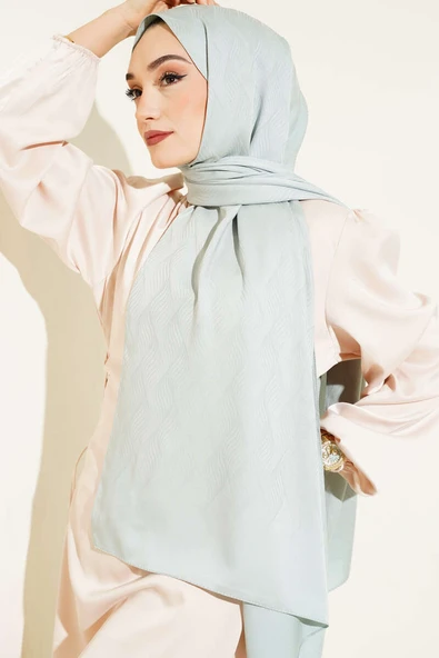 İllüzyon Desen Jakar Şal Çağla Yeşili -87 - Resim 2