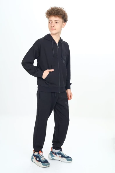 Erkek Çocuk Fermuarlı Kapüşonlu 2 İplik Eşofman Takımı px 7205 - 6