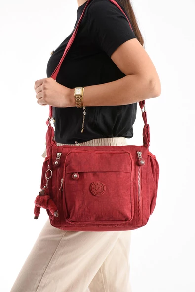 571 collections Çapraz Askılı Ultra Hafif Çok Cepli Bayan Omuz Çantası Kırmızı (Model: 571-6M) - 2