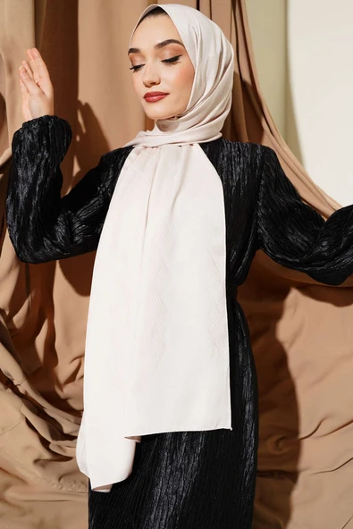 İllüzyon Desen Jakar Şal Vanilya -61 ürün görseli 1