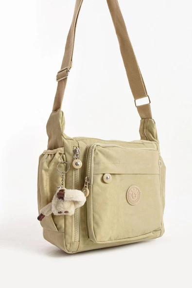 571 collections Çapraz Askılı Ultra Hafif Çok Cepli Bayan Omuz Çantası Krem (Model: 571-6M) - Resim 4