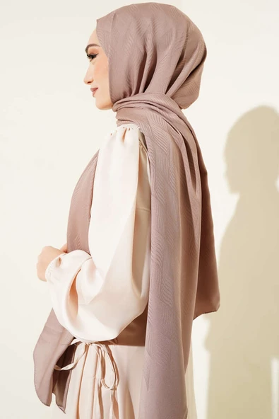 İllüzyon Desen Jakar Şal Soft Kahve -21 - Resim 3