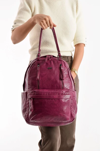 571 collections Suni Deri Sırt Çantası Mor (Model: 571-11-12J) - 3