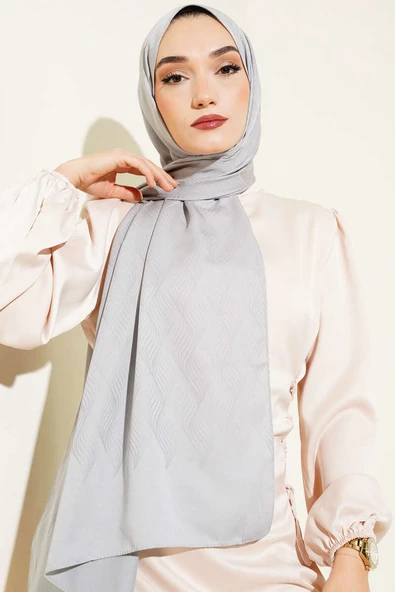 İllüzyon Desen Jakar Şal Gri -63 - Resim 2