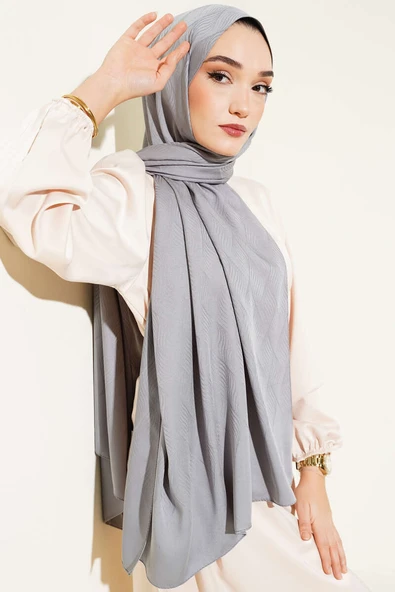 İllüzyon Desen Jakar Şal Kayrak Grisi -35 ürün görseli 1