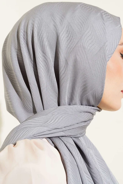 İllüzyon Desen Jakar Şal Kayrak Grisi -35 - Resim 4