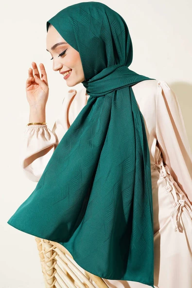 İllüzyon Desen Jakar Şal Zümrüt -78 - Resim 2