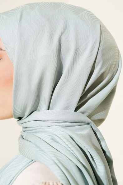 İllüzyon Desen Jakar Şal Çağla Yeşili -87 - Resim 4