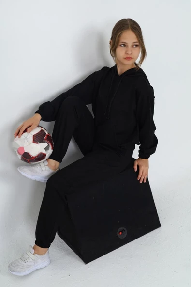 Kız Çocuk Kapüşonlu 2 İplik Eşofman Takımı px 5047 - 5