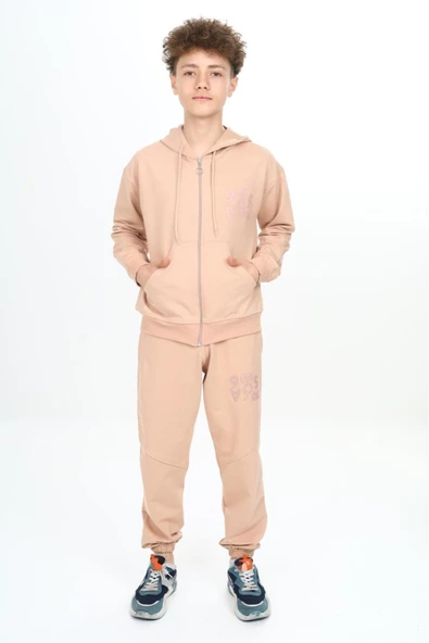 Erkek Çocuk Fermuarlı Kapüşonlu 2 İplik Eşofman Takımı px 7205 - 12