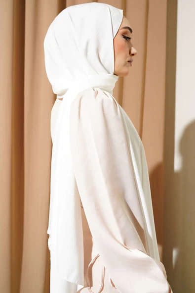 İllüzyon Desen Jakar Şal Beyaz -09 - Resim 3