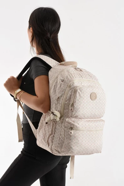 571 collections Ultra Hafif Sırt Çantası Okul Seyahat Unisex Desenli Krem (Model: 571-1C) - 2