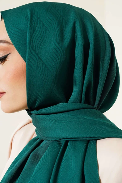 İllüzyon Desen Jakar Şal Zümrüt -78 - Resim 4