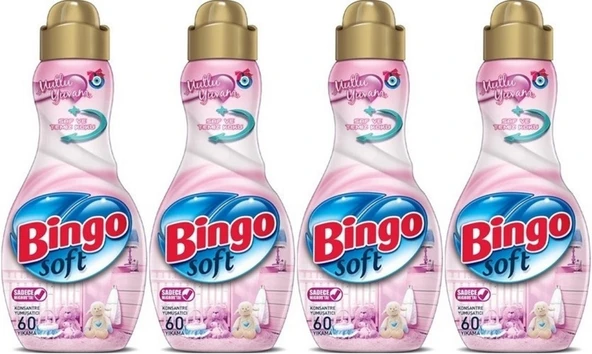 Bingo Soft Çamaşır Yumuşatıcı Konsantre 1440ML Mutlu Yuvam (4 Lü Set)