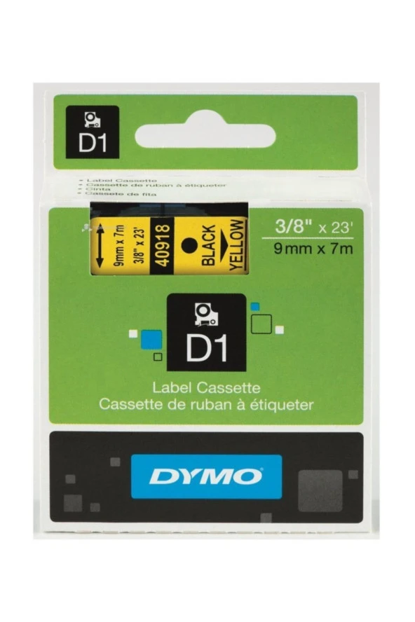 Dymo D1 Şerit Standart 9 Mm x7 Metre Sarı Üzerine Siyah 40918 S0720730