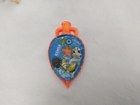 Küp Görünümlü Epoksi Magnet Mıknatıslı Deniz Kabuklu Kemer Yazılı Buzdolabı Süsü - 2