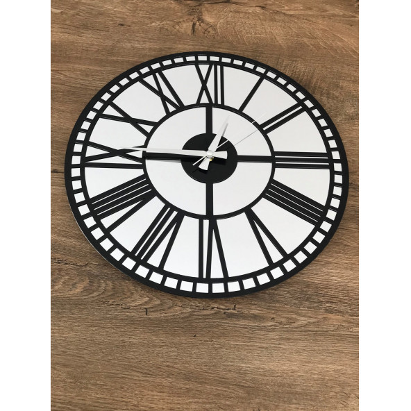 Vinyet Platin Aynalı Kareli Roma Rakamlı Metal Duvar Saati 40cm - 3