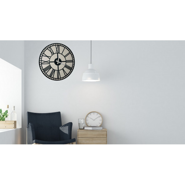 Vinyet Platin Aynalı Kareli Roma Rakamlı Metal Duvar Saati 40cm - 5