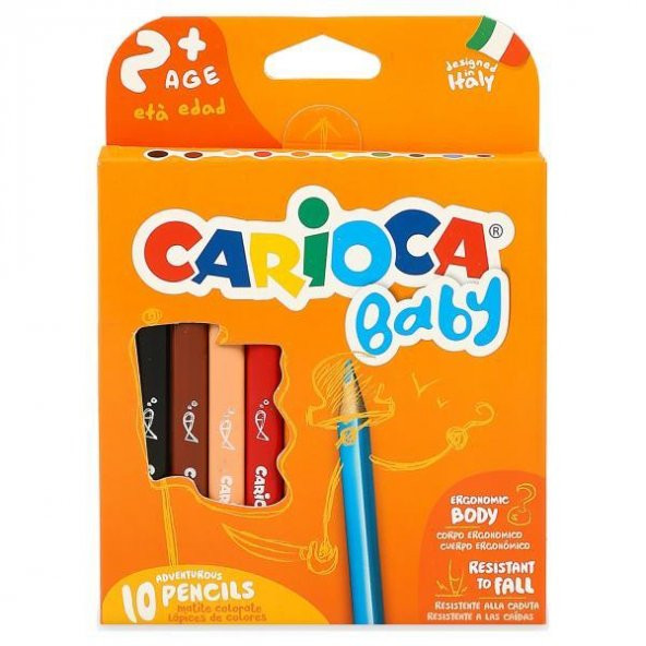 Carioca Jumbo Bebek Üçgen Kuru Boya Kalemi 10 Lu 2+Yaş 42819