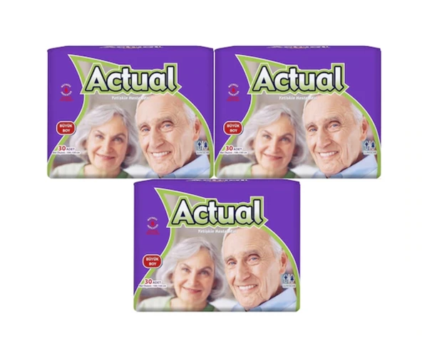 Actual Belbantlı Büyük Boy L 30'lu 3 Adet Hasta Bezi