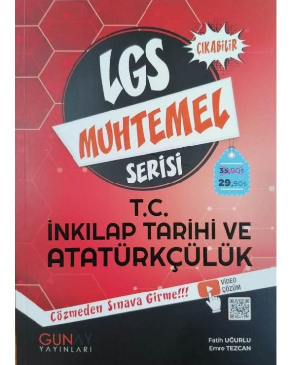 8. Sınıf LGS T.C. İnkılap Tarihi ve Atatürkçülük Muhtemel Çıkabilir Serisi Günay Yayınları,978625715
