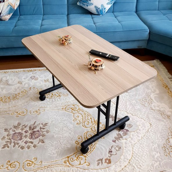 Tekerlekli Masa Orta Sehpa 60x100 Cm Siyah Metal Ayak Cordoba - 2