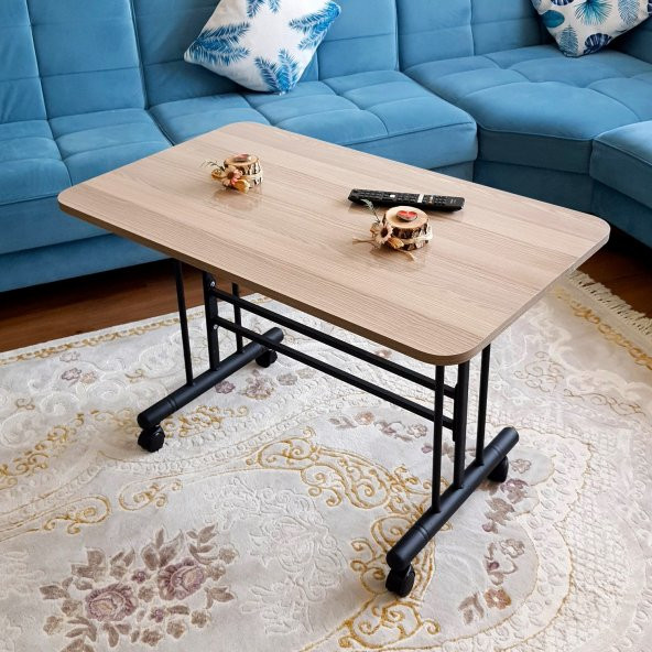 Tekerlekli Masa Orta Sehpa 60x100 Cm Siyah Metal Ayak Cordoba - 3