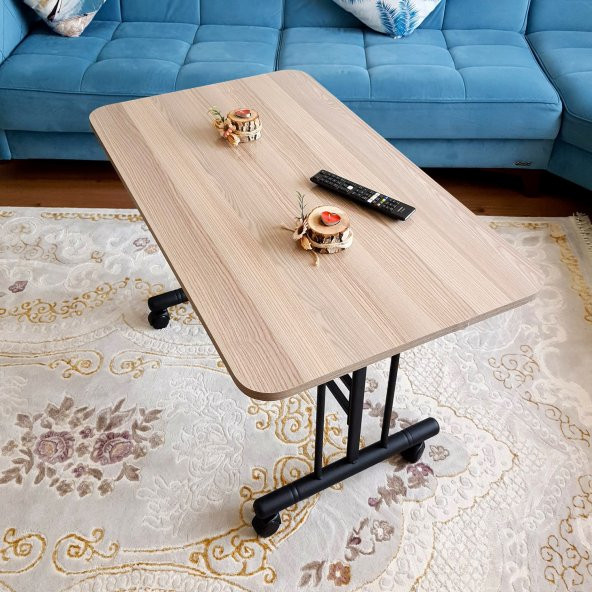 Tekerlekli Masa Orta Sehpa 60x100 Cm Siyah Metal Ayak Cordoba - 5