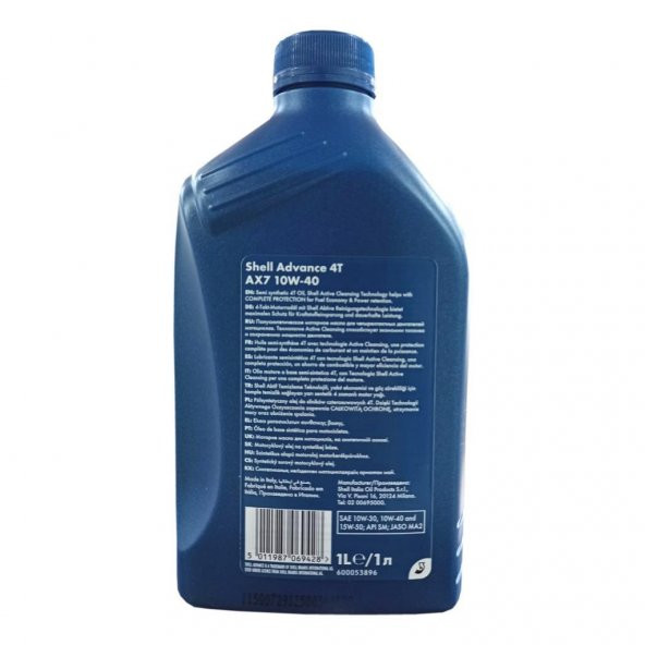 Shell Advance AX7 4T 10W-40 1 Lt - 4 Zamanlı Motosiklet Motor Yağı - 4
