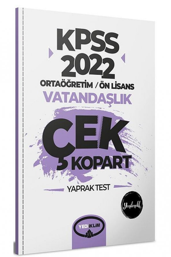 2022 KPSS Ortaöğretim Ön Lisans GK Vatandaşlık Yaprak Test