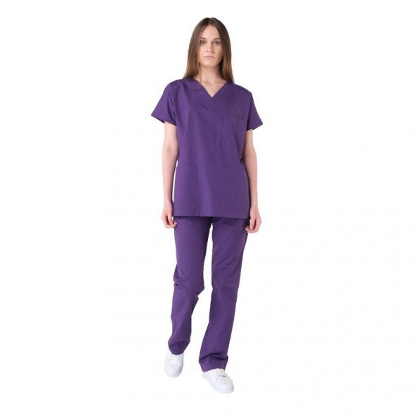 Şensel, Kadın Hastane Takım, V Yaka, Mor -48E1180- İş Elbisesi